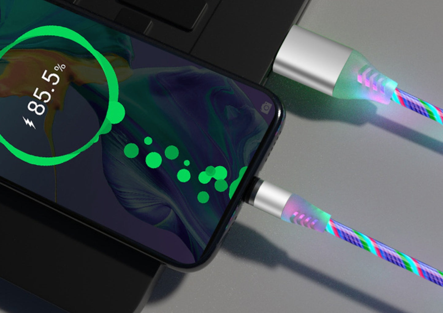 Flowing Light Magnetic Charging Cable for Iphone Android Type-c